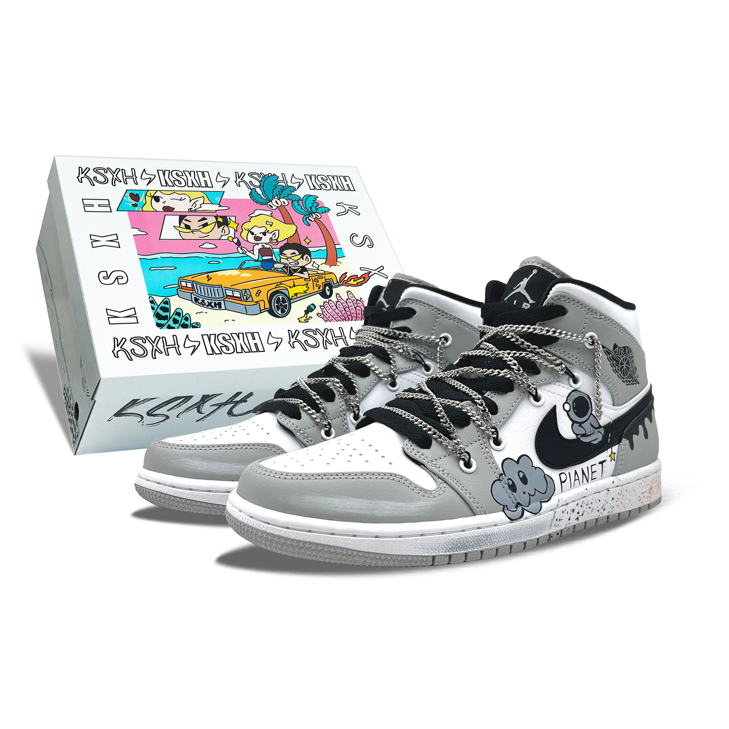 

Jordan Кроссовки баскетбольные мужские mid top, технология Air 1, износостойкие, серый