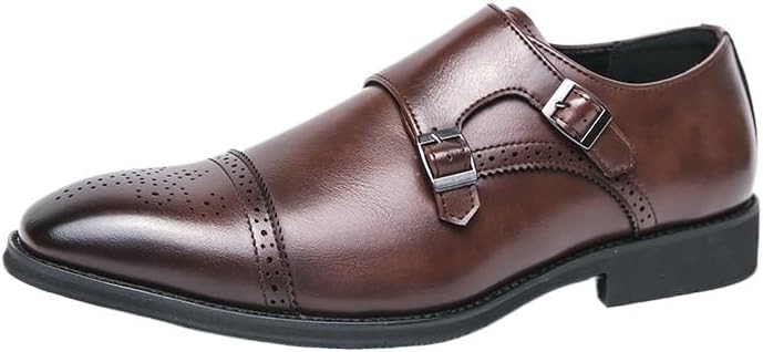 

Мужские классические кожаные туфли с двойной пряжкой-монах, повседневные деловые оксфорды, кожаные лоферы, для повседневной носки, вождения, свадеб, вечеринок Zestrelax, коричневый