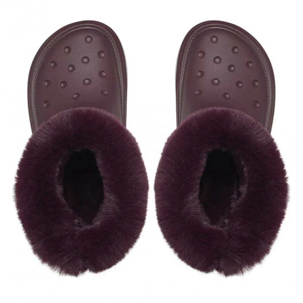 Ботинки Crocs Stomp Lined 208718-6WD, темно-вишневого цвета, с рифленой подошвой и платформой, модель JAX1195 — фото 4