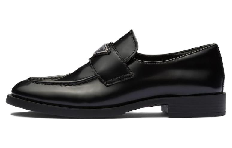 Кожаные лоферы с треугольным логотипом PRADA, Black