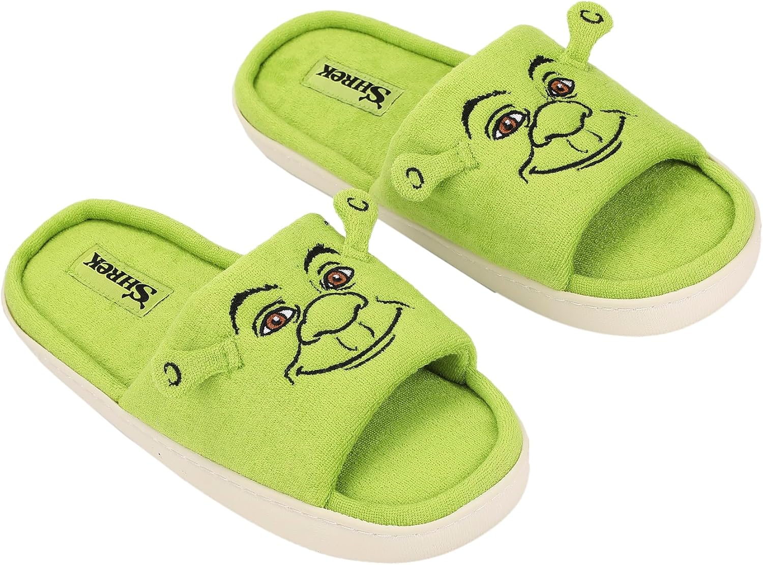 Мужские шлепанцы Bioworld Shrek с открытым носком и большим лицом Шрека, зеленый — фото 2
