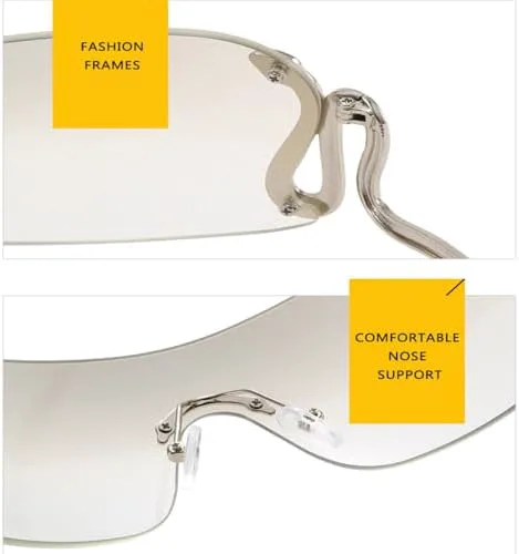 

2027 Женские солнцезащитные очки без оправы с металлическими дужками в виде змеиной кожи, стильные моноблочные градиентные очки для активного отдыха MTZJH, Black Grey