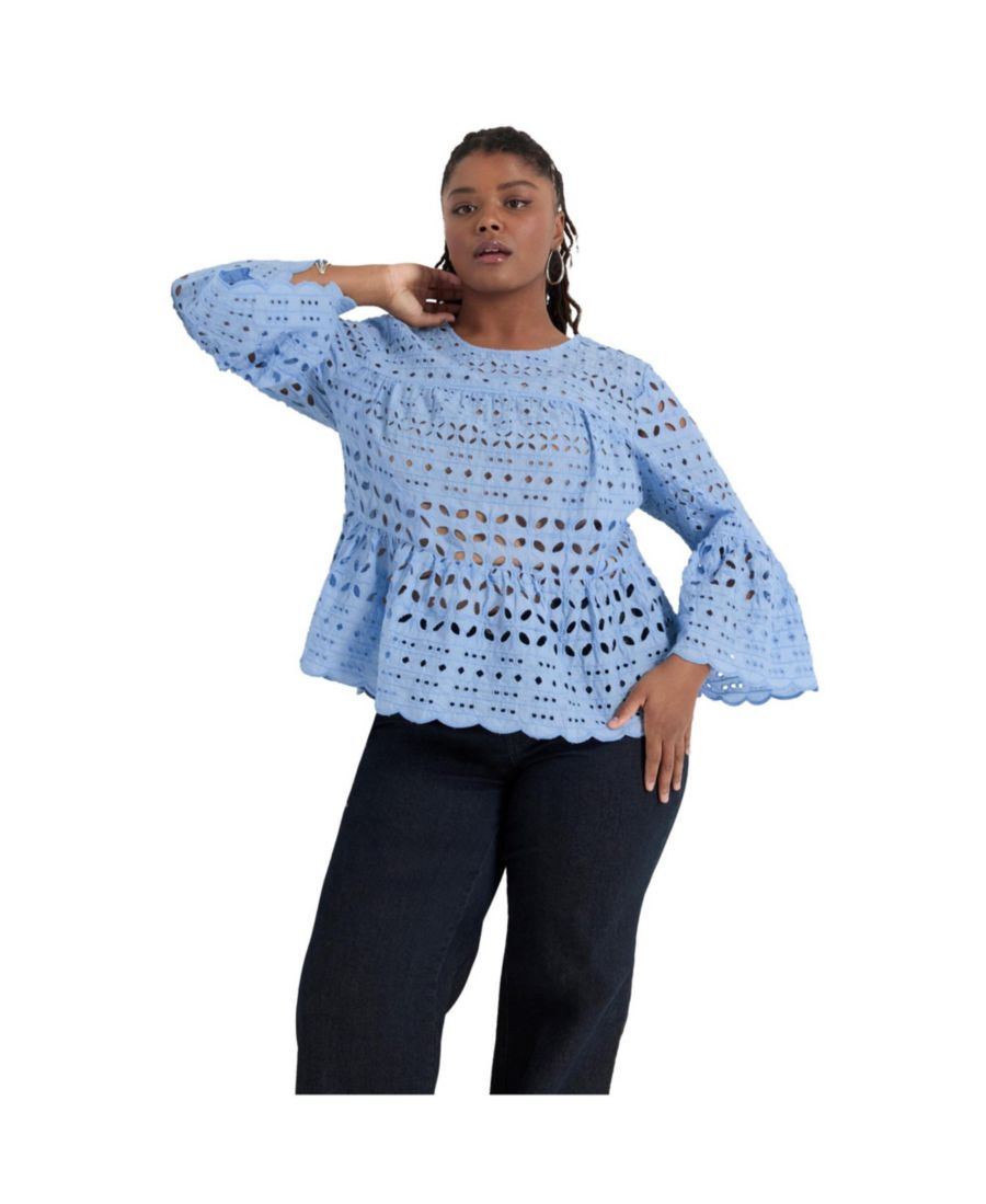 

Женский топ June + Vie с оборкой и баской June & Vie, Placid blue