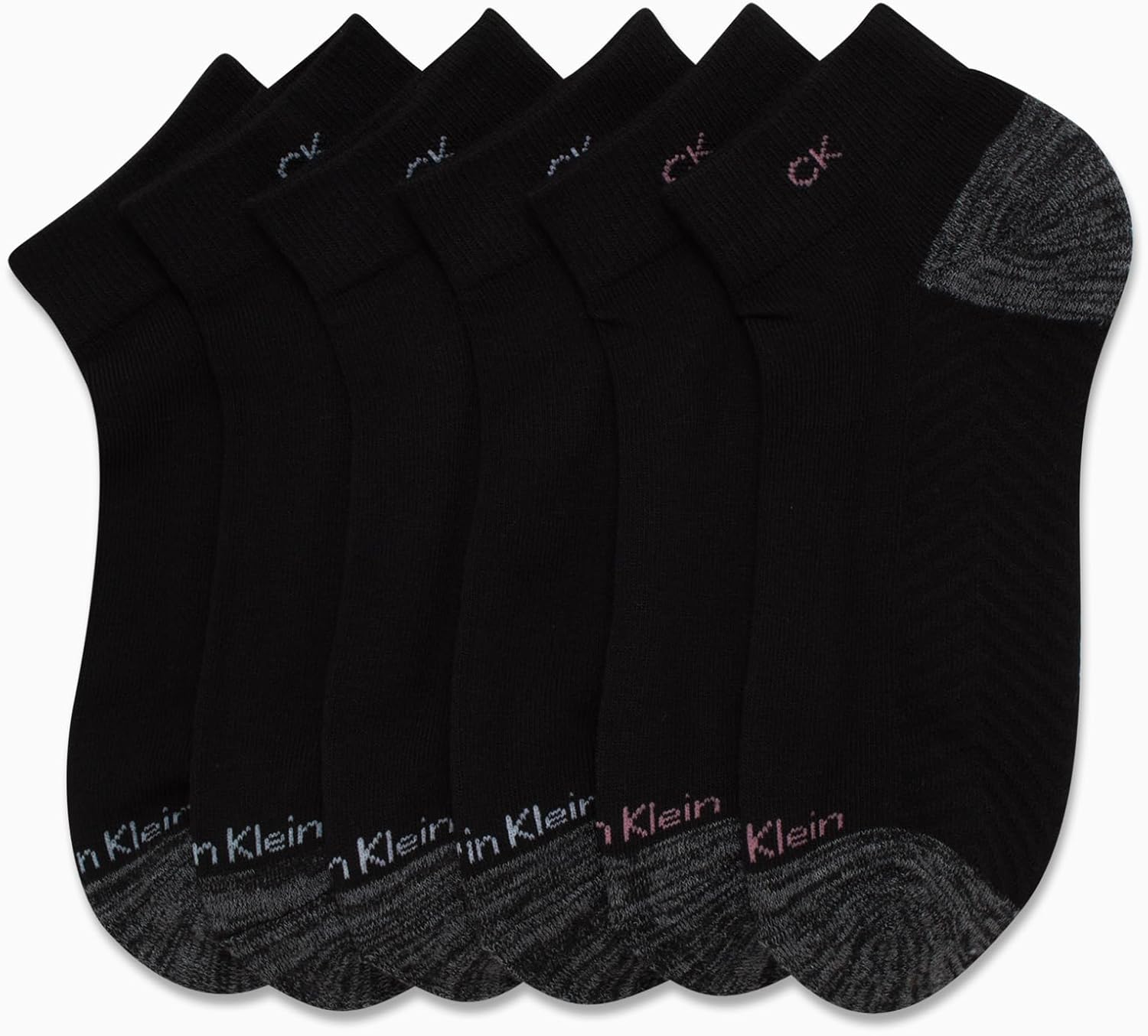 Женские носки Calvin Klein Quarter - упаковка из 6 пар носков с мягкой подошвой, дышащими и низким вырезом для бега, ходьбы и повседневной носки, Black Multi — фото 3