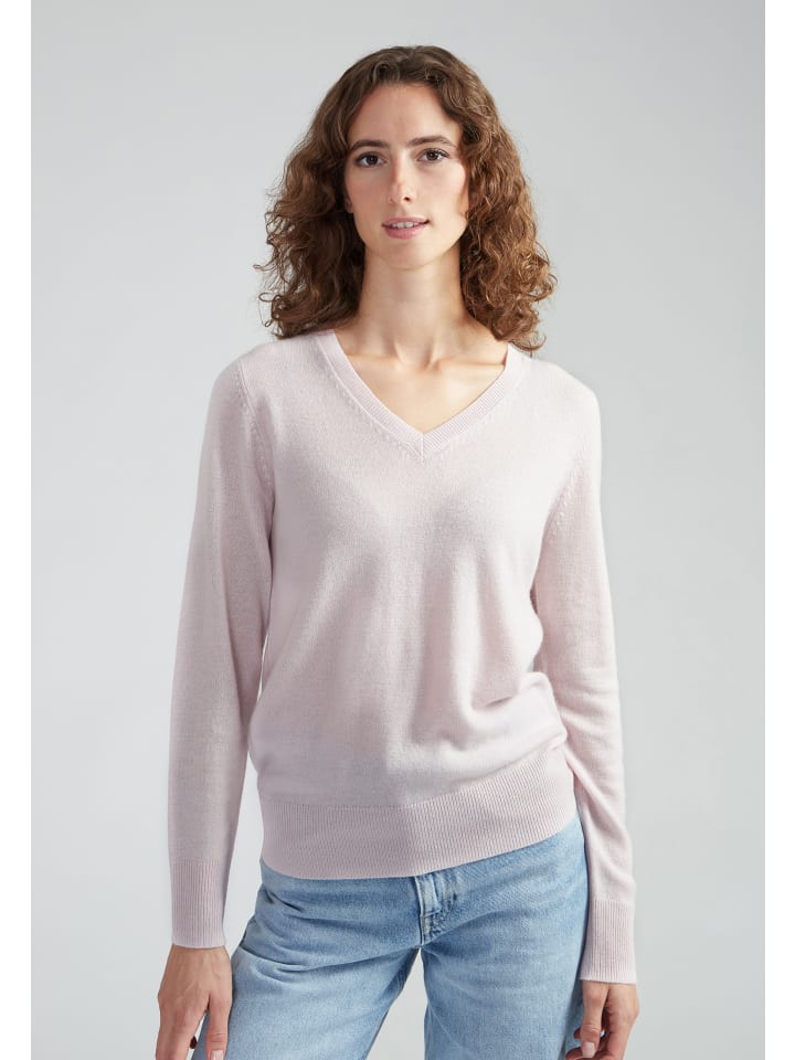 

Кашемировый свитер с V-образным вырезом пастельно-розового цвета Style Republic