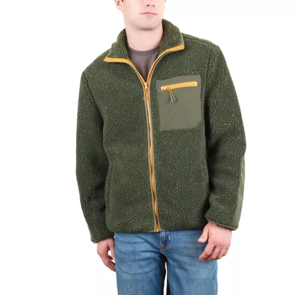 

Мужская куртка из шерпы на молнии Mountain And Isles, цвет olive speckle