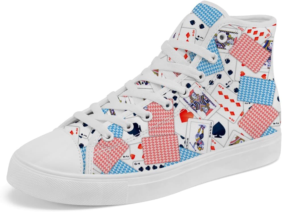 

Кеды на высокой подошве chebing Poker для мужчин и женщин, с рисунком игральных карт, шнуровка, повседневная обувь, подарок для папы и мамы, синий