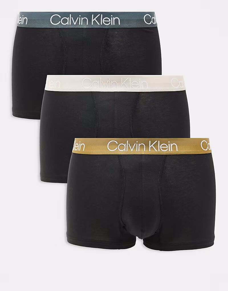 

Трусы Calvin Klein Modern Structure 3 pack trunk with coloured waistband in black