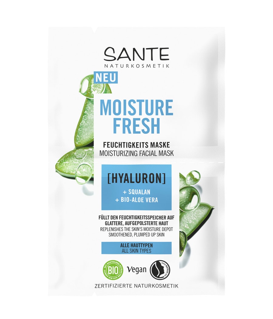 

Медицинская маска Sante Moisture Fresh – Feuchtigkeitsmaske Hyaluron, Squalan & Bio-Aloe Vera, 8 ml