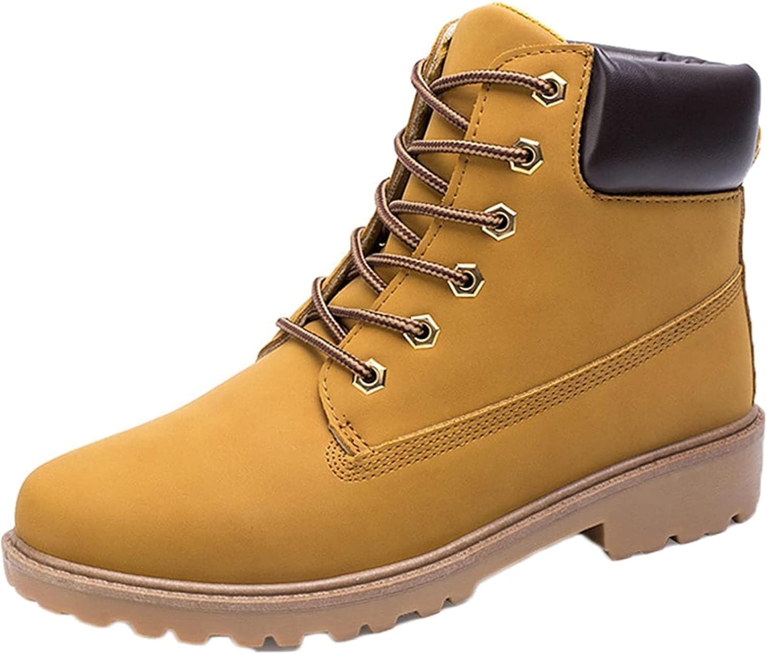 

Мужские ботинки Yiozoi на осень и зиму, с высокой шнуровкой до щиколотки, износостойкие, с круглым носком, утепленные и противоскользящие для прогулок на улице, желтый