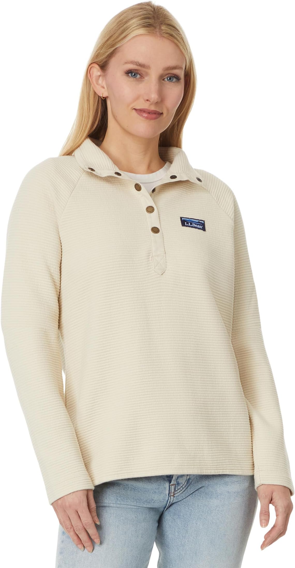 

Свитер L.L.Bean Lakewashed Ottoman Knit Quarter Snap, цвет Oatmeal