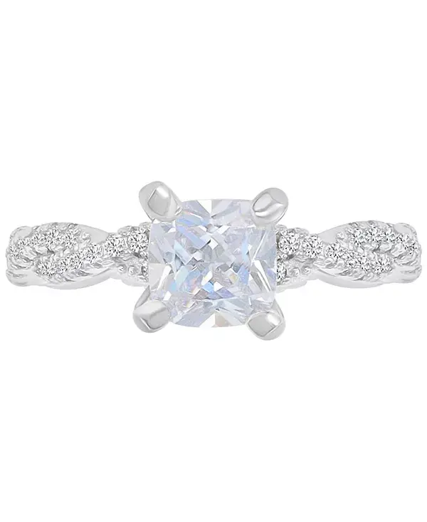 

Кольцо-Подушка и круглая веревка в стиле обещания или помолвки с кубическим цирконием Macy'S, silver