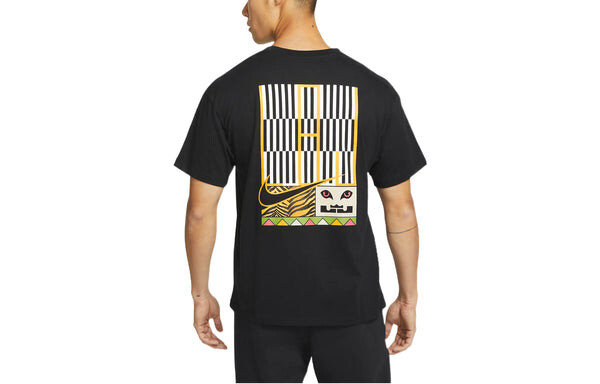 Футболка Nike Back Stripe Pattern Printing Basketball Round Neck Casual Short Sleeve Black, мультиколор — фото 2