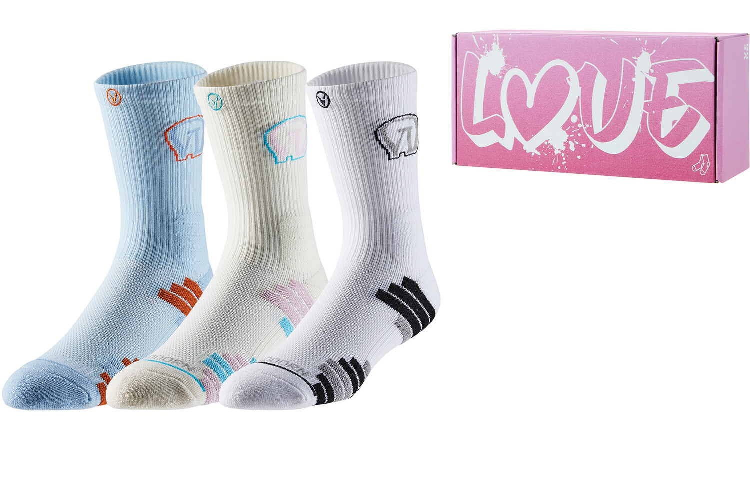 

Баскетбольные носки унисекс VEIDOORN, Рождественская подарочная коробка (синий + белый, серый + белый, черный)