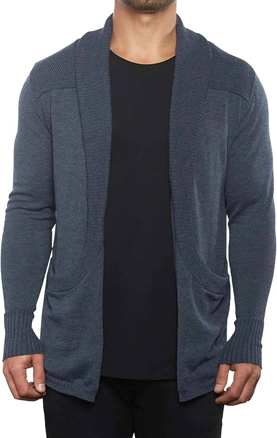 

Мужской кардиган из хлопка с воротником-шалью на молнии