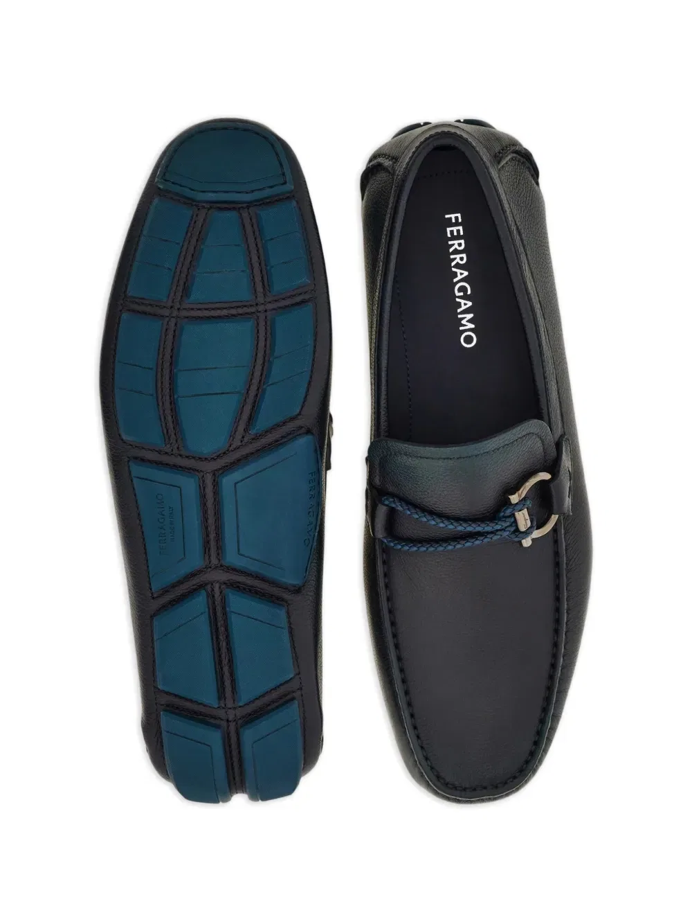 Лоферы с детальной фурнитурой Gancini Ferragamo, синий — фото 4