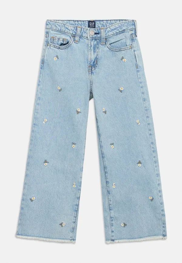 Широкие джинсы свободного кроя с принтом в виде ромашек Gap, Blue Denim/White — фото 3