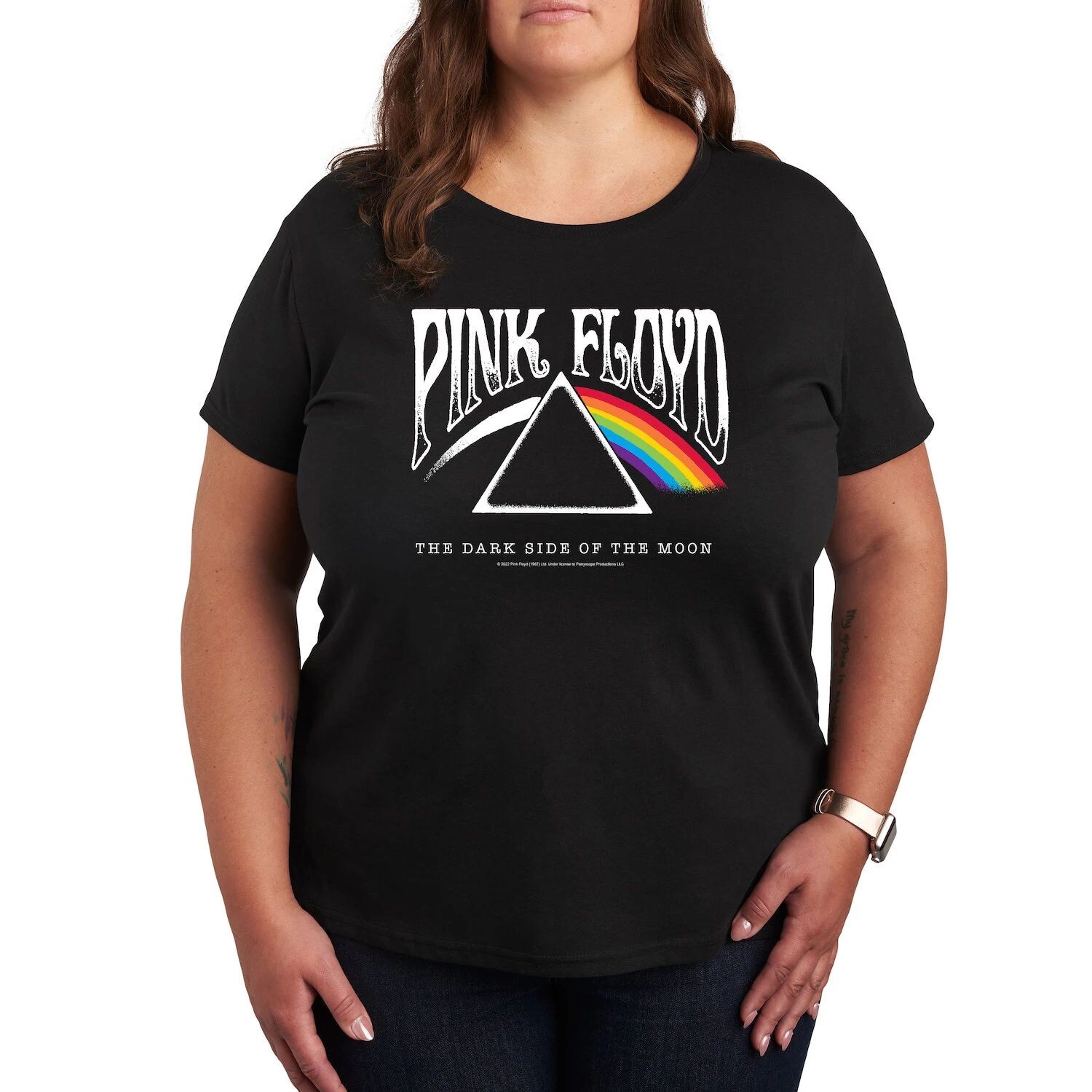 

Футболка Missy Plus Size Pink Floyd DSOTM с рисунком Licensed Character, черный