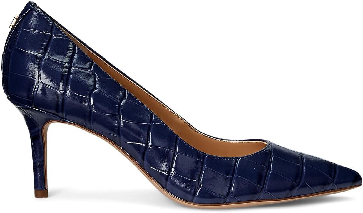 Туфли Lanette Crocodile Embossed Leather Pumps LAUREN Ralph Lauren, цвет Refined Navy — фото 3