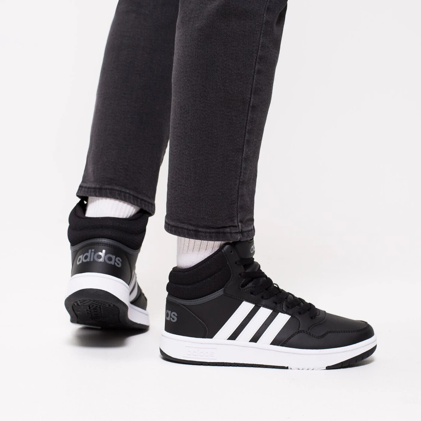 Кроссовки высокие Adidas Hoops Mid 3.0, черный — фото 4