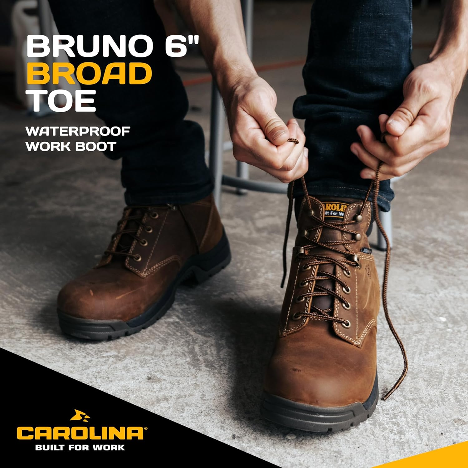 Мужские ботинки Carolina Bruno 6 с водонепроницаемой защитой, широкой носовой частью - амортизирующая стелька, средняя подошва из ЭВА, маслостойкая и противоскользящая резиновая подошва, соответствуют стандарту EH, коричневый — фото 2