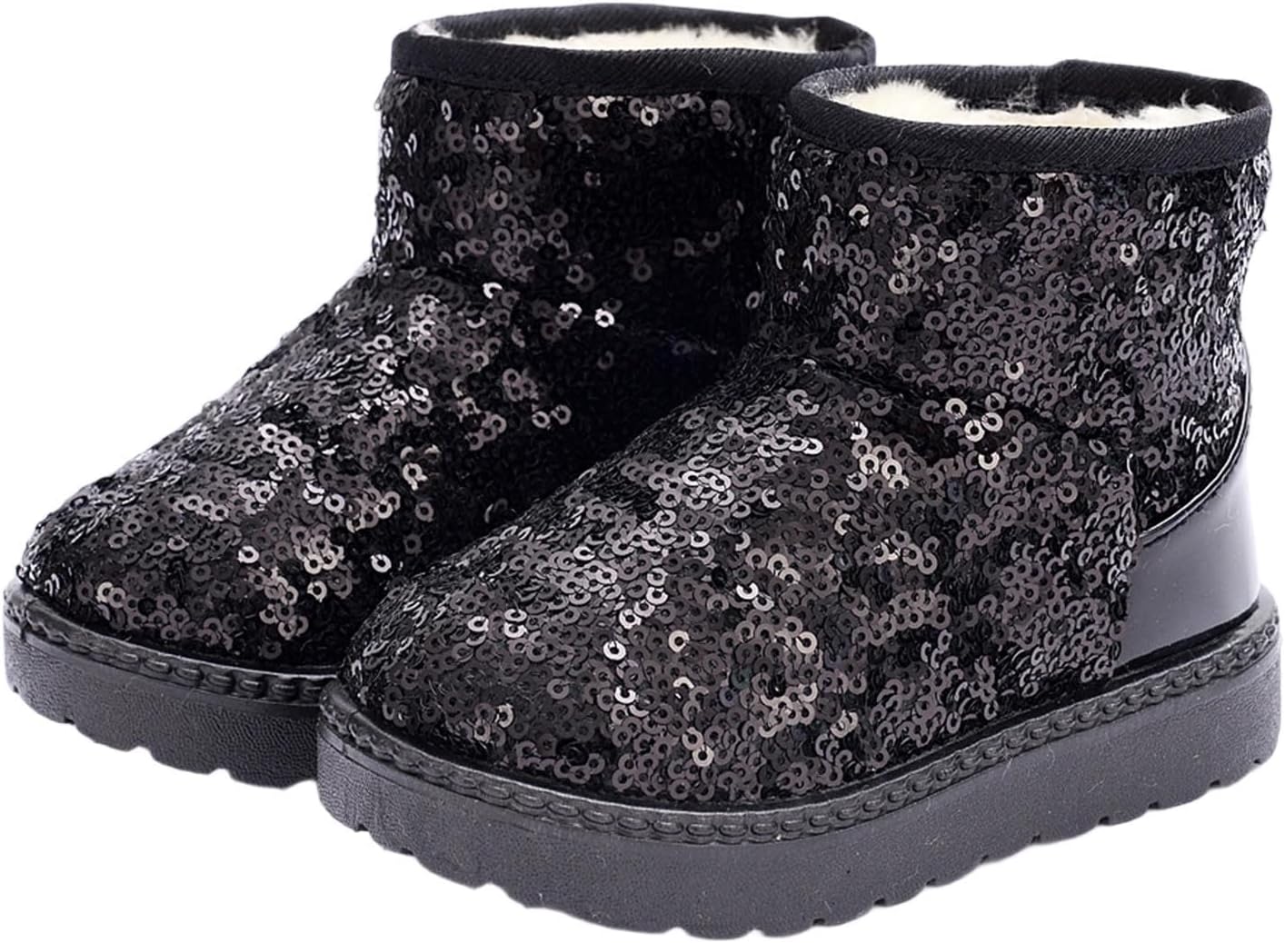 

Сапожки для маленьких девочек с пайетками, снежные, на меховой подкладке, средней высоты, зимние теплые блестящие ботинки для детей, обувь на день рождения, размеры 9 мес-12 лет Zzalalana, Black