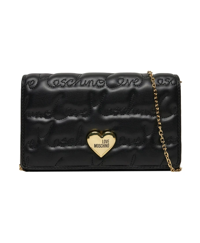 

Сумка через плечо с золотистыми деталями Moschino, черный