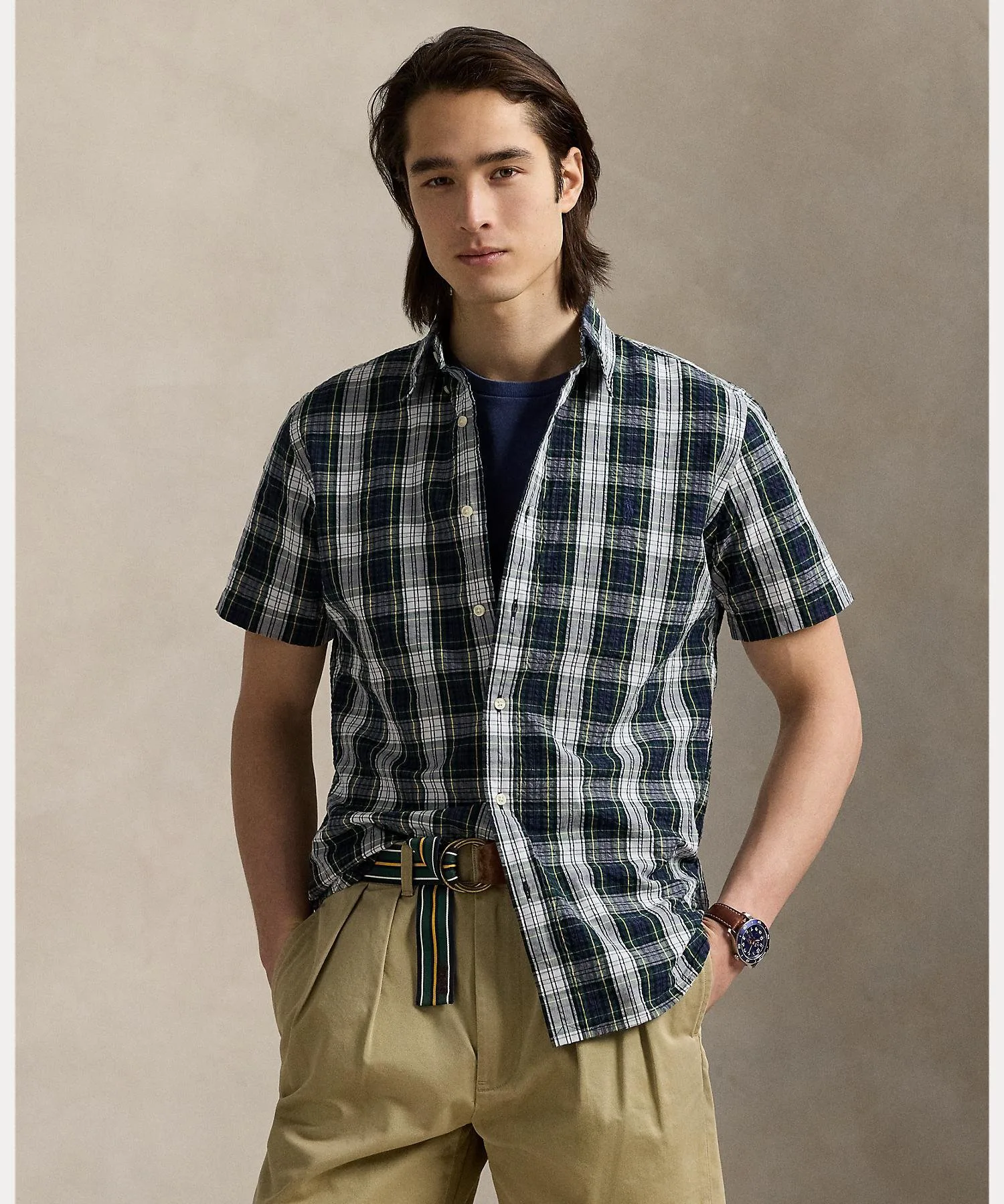 Классическая клетчатая рубашка из жатой ткани Polo Ralph Lauren, 999 Multicolor
