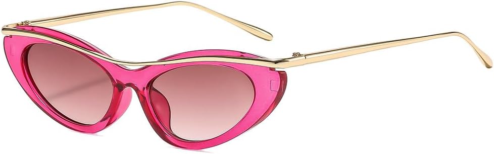 

Солнцезащитные очки для мужчин и женщин - защита от УФ-излучения UV400 - стиль "кошачий глаз" в стиле панк, металлическая оправа, маленькая, для занятий спортом на открытом воздухе и вождения QWBSER, 6