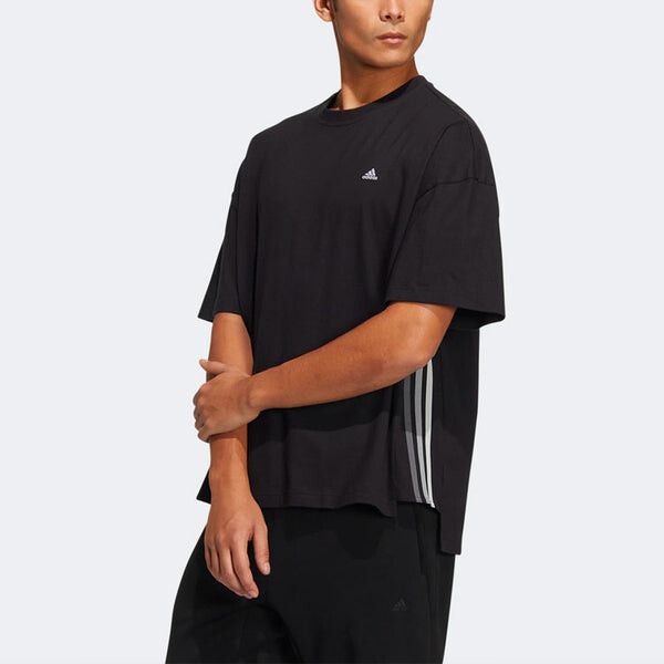Футболка Adidas Solid Color Sports Short Sleeve Tee 'Black', мультиколор — фото 3