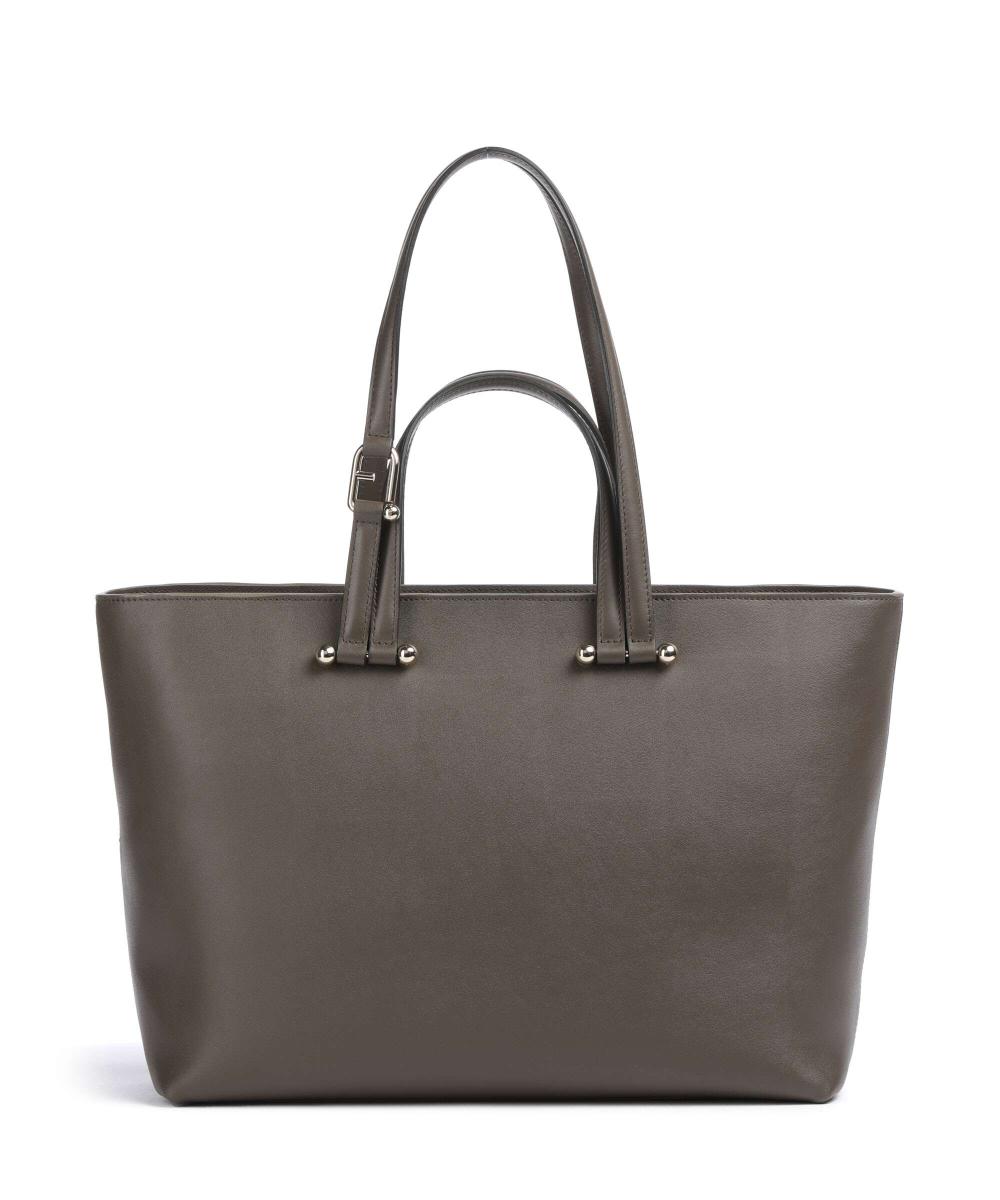 

Шоппер Duetto l из мелкозернистой кожи Furla, коричневый