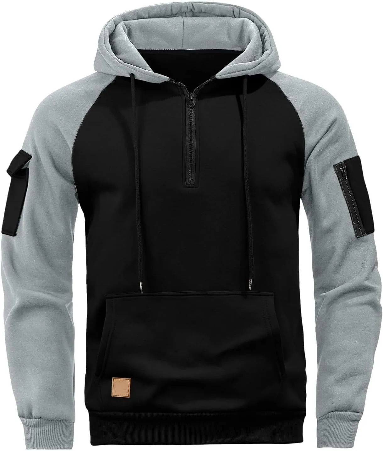 

Мужская худи с цветными блоками и молнией на 1/4