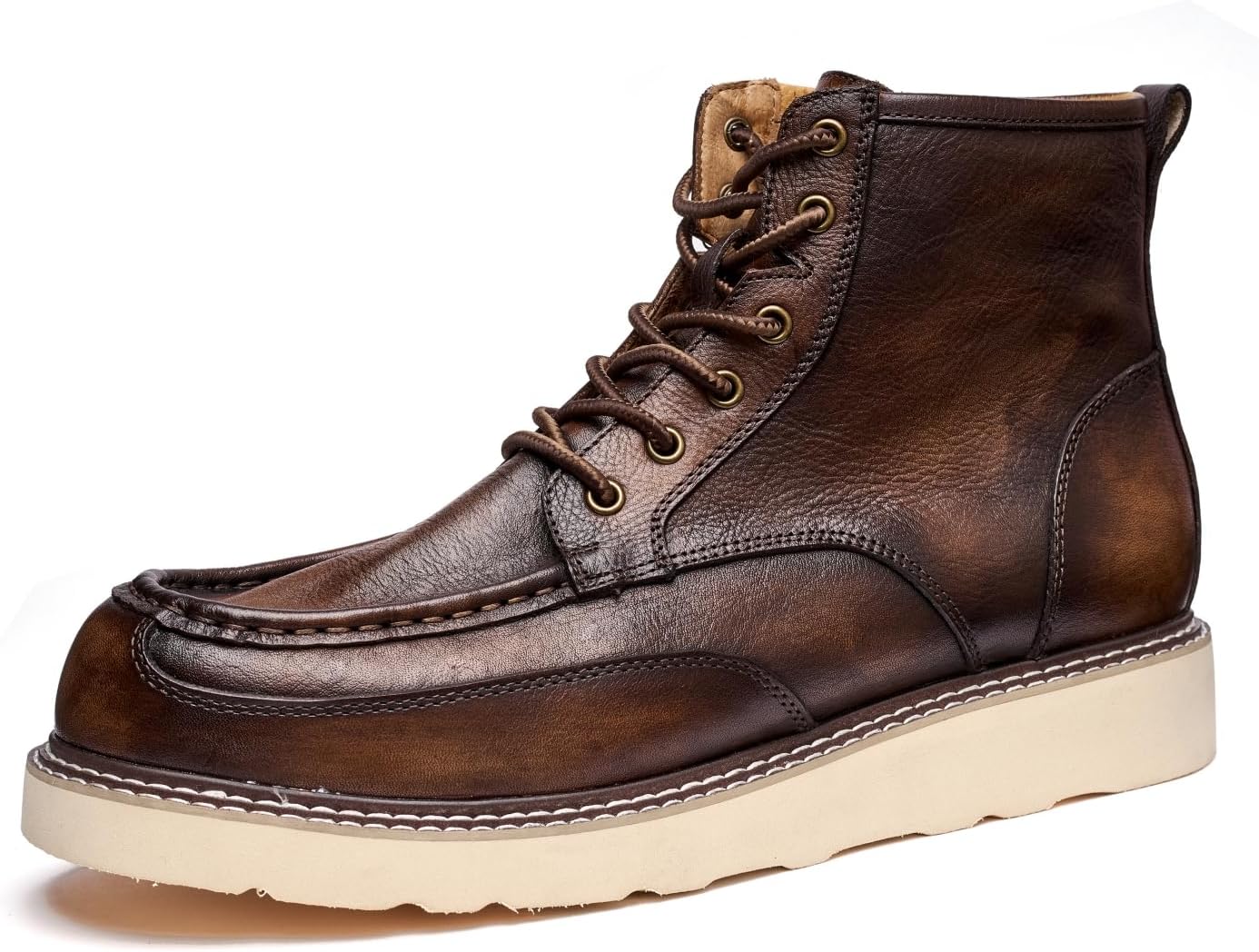 

Мужские рабочие ботинки Specell ручной работы в винтажном стиле с высоким носком- ретро-стиль и вневременная прочность, мягкий носок, водонепроницаемая кожа, коричневый цвет, шнуровка, удобный мокасиновый носок