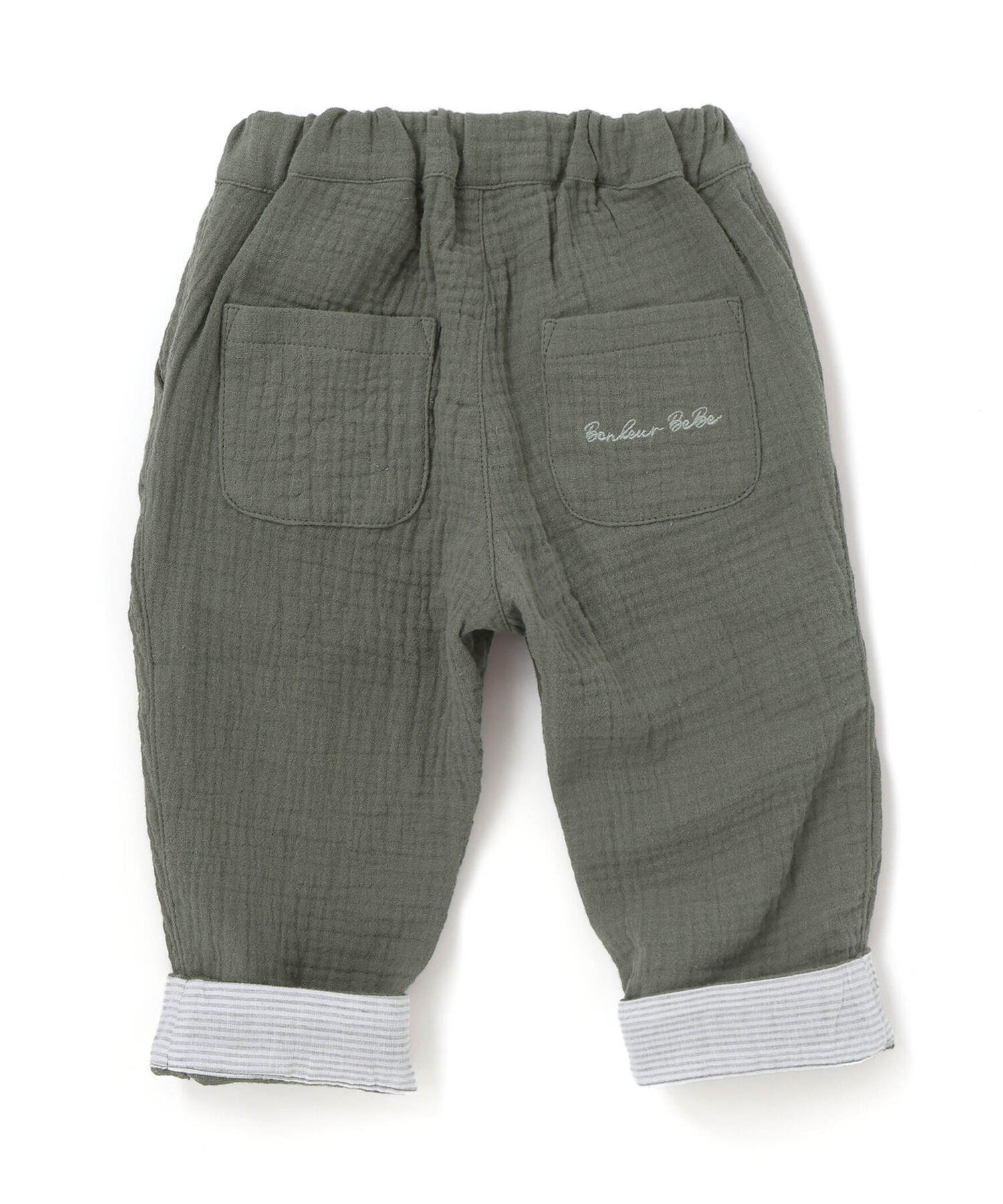 Длинные брюки из хлопчатобумажной марли с полосатым низом (80–100 см) BeBe, Green