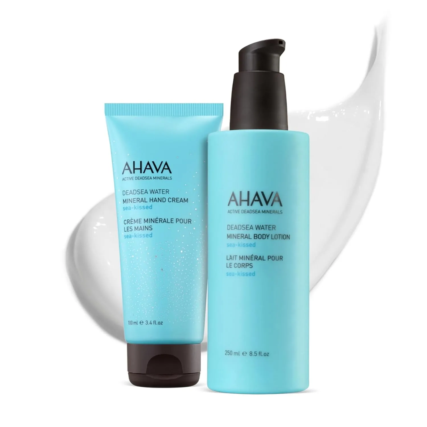 Набор для ухода за руками и телом AHAVA Sea-Kissed - крем для рук 100 мл и лосьон для тела 250 мл, обогащен минералами Мертвого моря, магнием и освежающим ароматом
