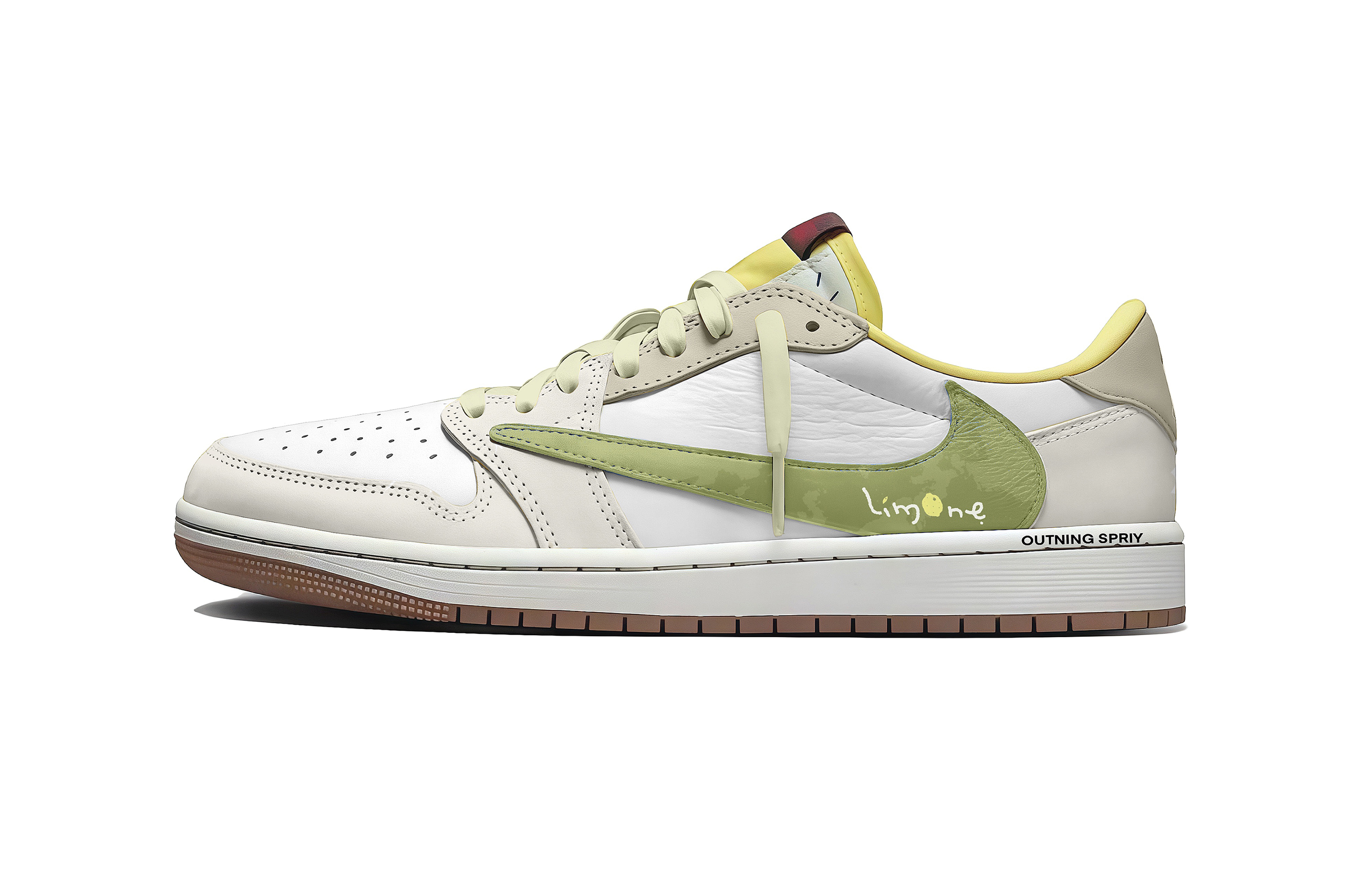 Jordan Баскетбольные кроссовки Travis Scott x Air 1 Low Top Vintage унисекс серые белые зеленые