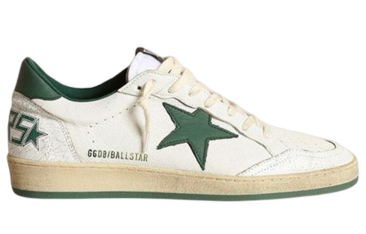 Мужские кеды Golden Goose низкие с нашивкой, бело-зеленый — фото 2