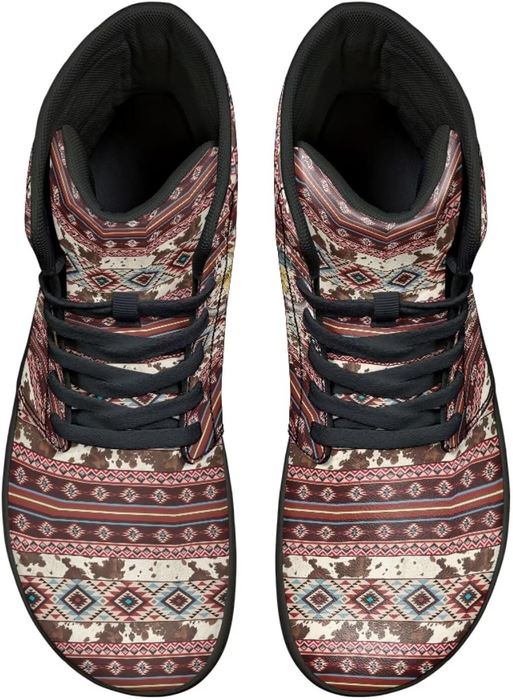 

Мужские минималистичные кроссовки Jeiento для ходьбы, походная обувь, обувь из искусственной кожи с нулевым перепадом высоты подошвы, Southwestern Aztec Sheep Sunflowers