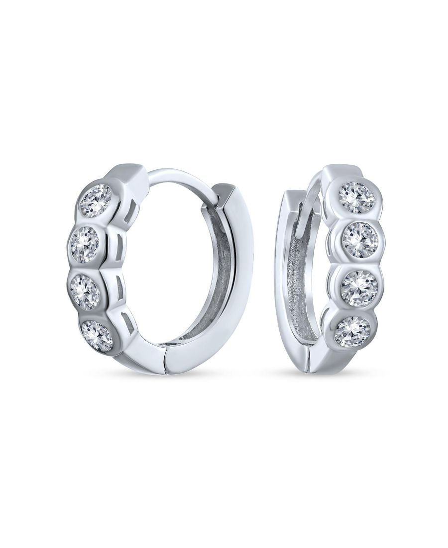 

Классические изящные серьги-кольца с круглым кубическим цирконием и прозрачным зеленым фианитом, изготовленные из серебра 925 пробы Bling Jewelry, Silver