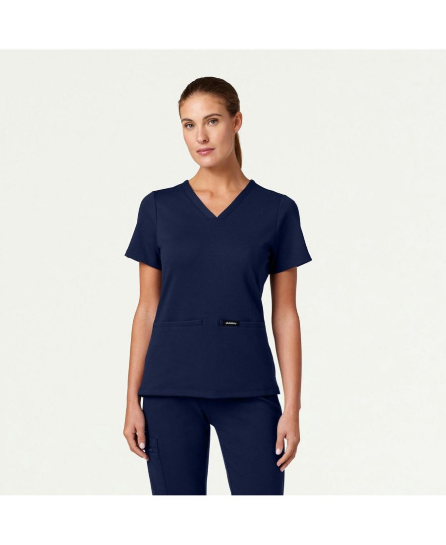 

Женская медицинская рубашка Cesi с двумя карманами, облегающего кроя, V-образным вырезом, трикотажная Jaanuu, Midnight navy