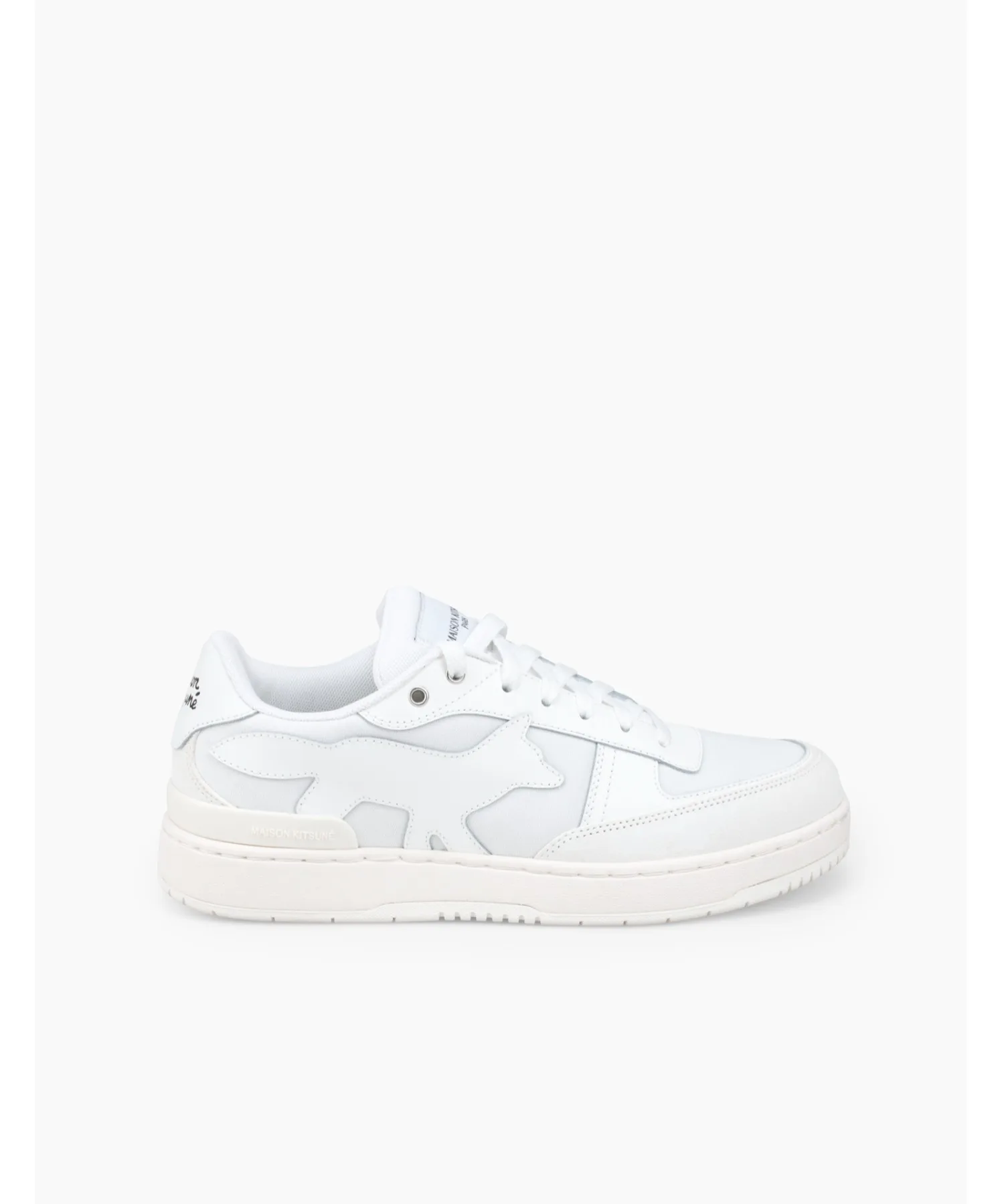 Мужские кроссовки из кожи и хлопка Chiru Maison Kitsune белые