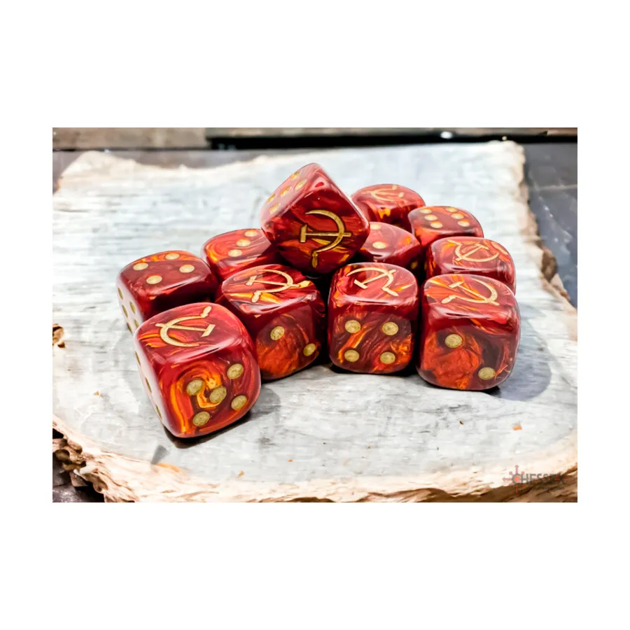

d6 16 мм Советский скарабей Алый с золотом (12), Dice - Axis & Allies
