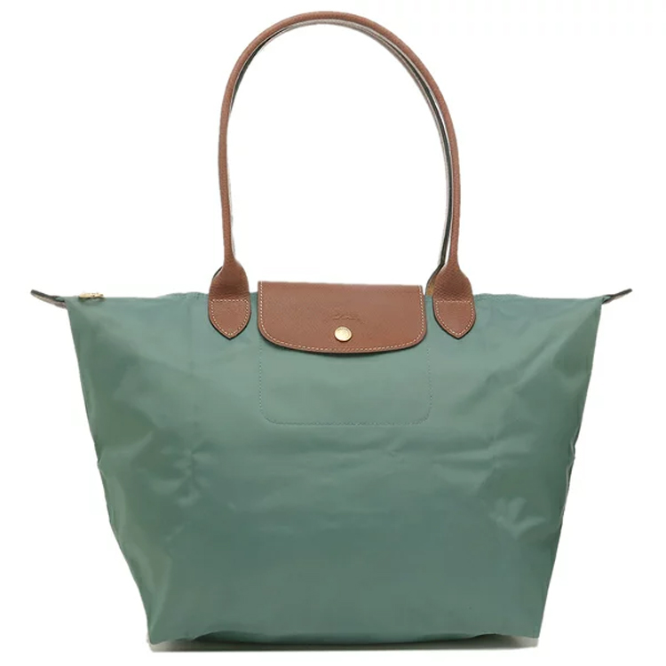 

LONGCHAMP Сумка-мешок из переработанного холста с кожаной отделкой, женская сумка-туба через плечо, цвет кипарисово-зеленый