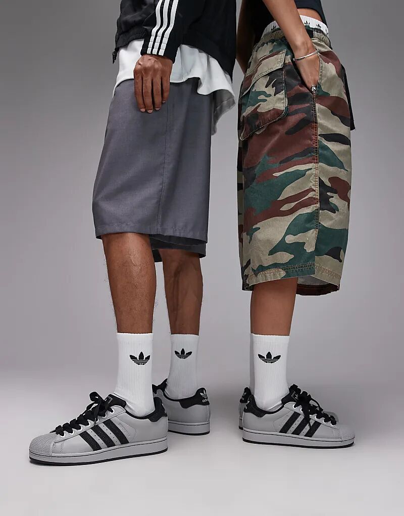 Кроссовки adidas Originals Superstar II из серого и черного денима