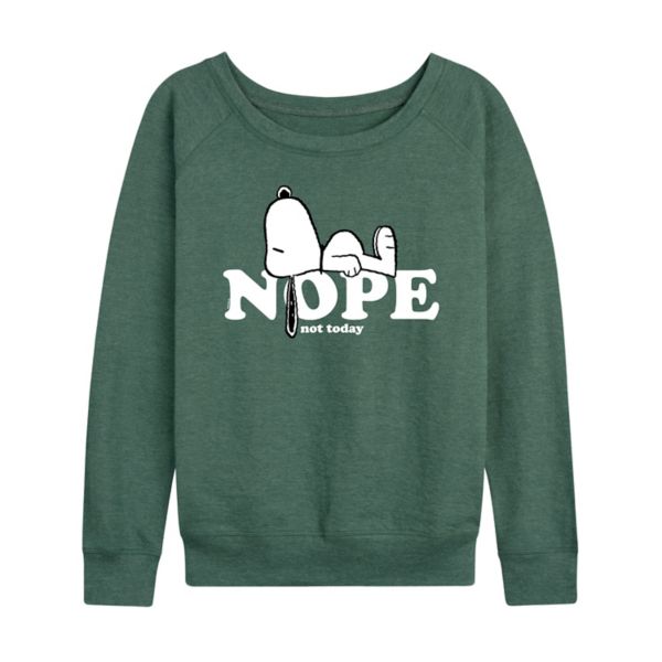 

Женская футболка с длинным рукавом из французского трикотажа с рисунком «Peanuts Snoopy Nope» Licensed Character, зеленый