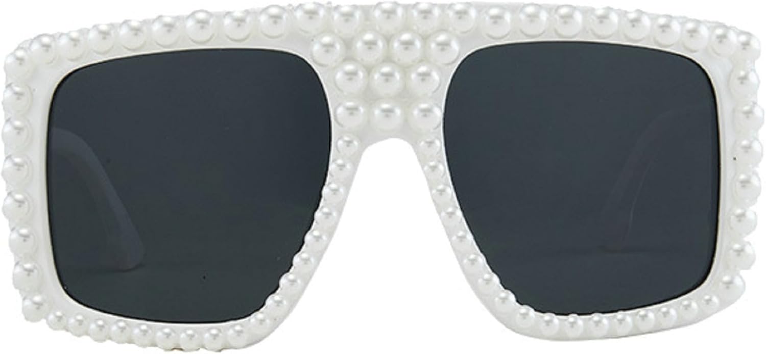 

Квадратные солнцезащитные очки с жемчужным блеском для женщин, роскошные винтажные большие квадратные солнцезащитные очки для вечеринок и фестивалей, блестящие солнцезащитные очки N47 mincl, White Black