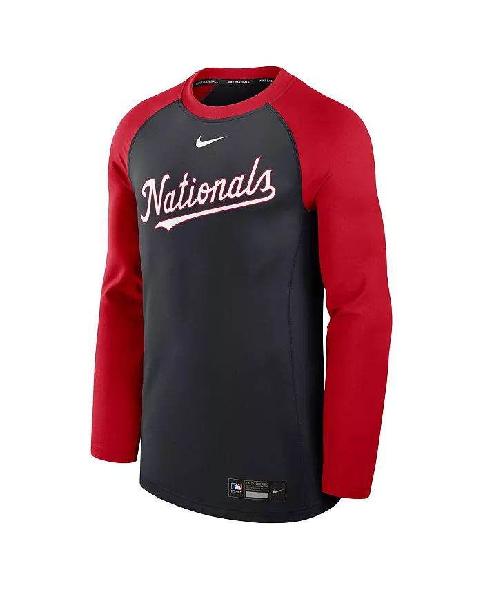 Мужская футболка с длинным рукавом Washington Nationals Authentic Collection Game Time реглан, цвет: темно-синий/красный, для активного отдыха Nike — фото 3