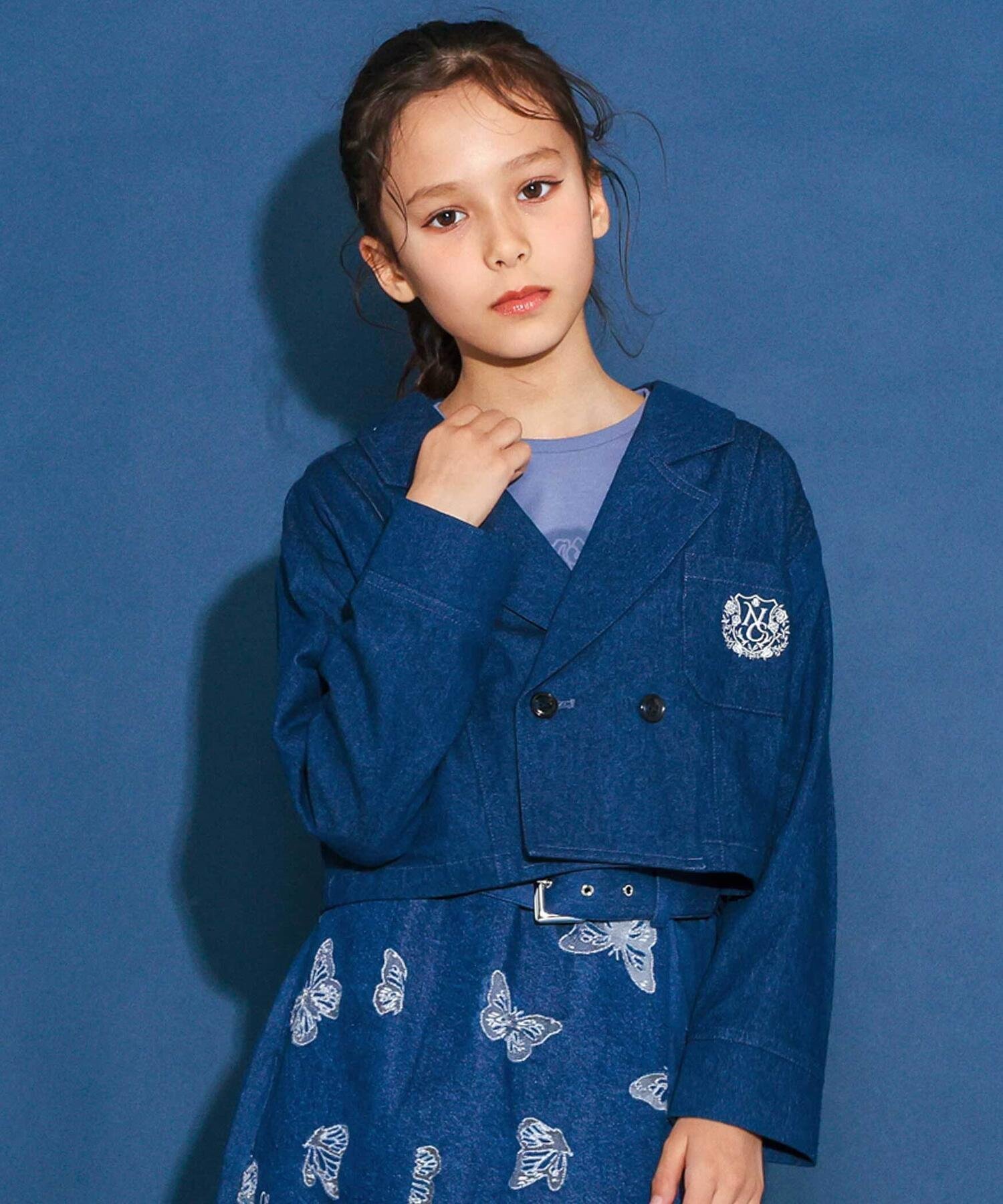 Короткая куртка из саржевой ткани TR в клетку (110–150 см) Nexchic, Navy