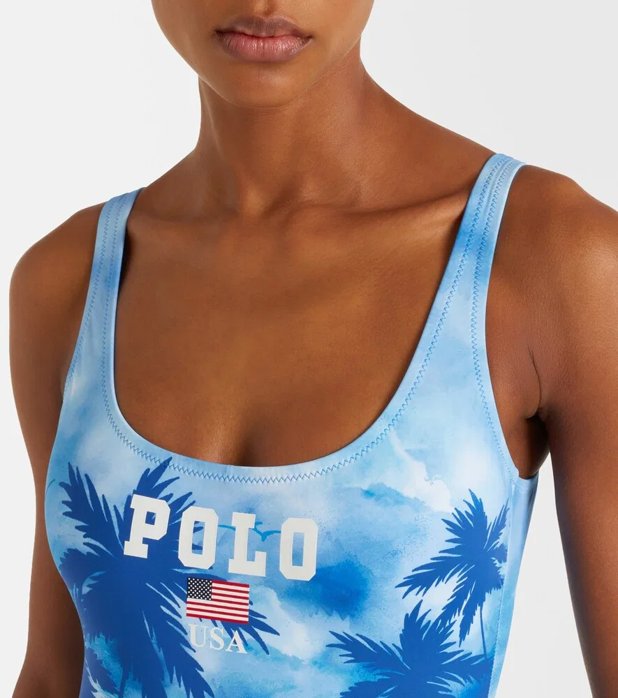 Купальник с принтом Polo Ralph Lauren, синий — фото 4