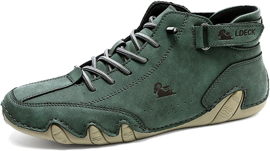 

Воднонепромокаемые легкие кроссовки Explorer для походов, кемпинга и вождения, высокие чукка-бутсы с противоскользящей подошвой, дышащие, для женщин и мужчин, итальянская ручная работа, спортивная обувь Boxpopla, темно-зеленый